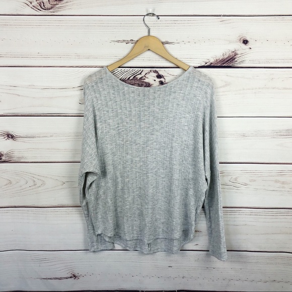 Green Envelope Gray Ribbed Long Sleeve Slouch Tee - Picture 3 of 7